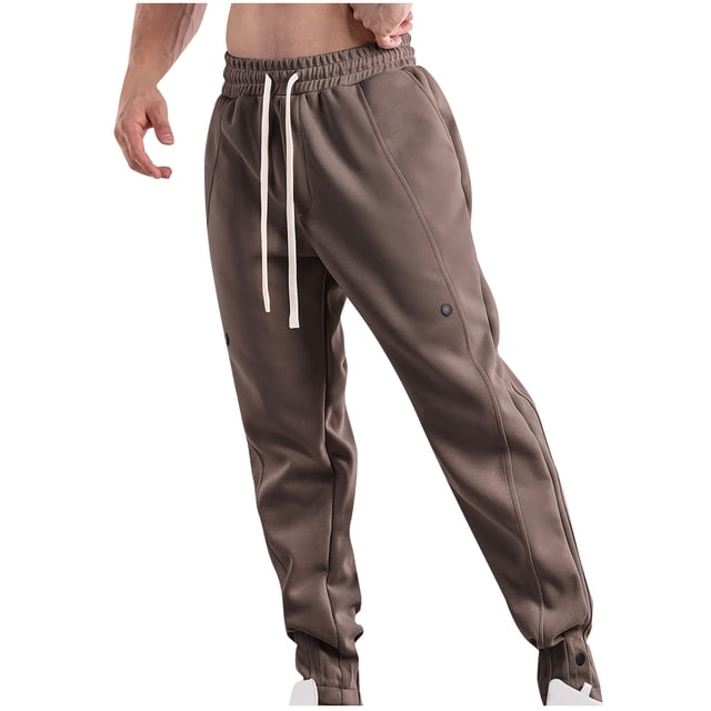 FAIWAD Mens Sweatpants Elastic High Waist Drawstring Workout Joggers Pants Button up Outdoor Trousers