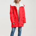 thumbnail image 2 of HBFAGFB Winter Jackets for Women Thick Warm Plush Lapel Adjustable Drawstring Hem Coat Red Size M, 2 of 4