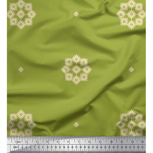 Soimoi Poly Georgette Fabric Artistic Floral Printed Fabric 1 Yard 42 Inch Wide