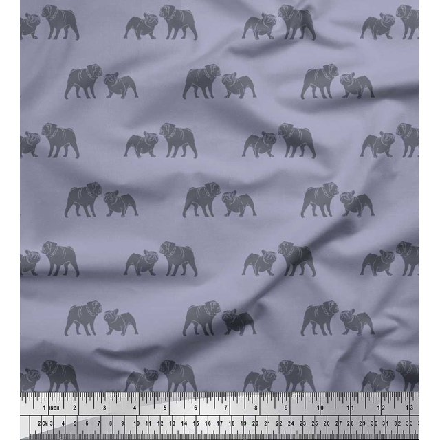 Soimoi Velvet Fabric Bull Dog Decor Fabric Printed Yard 58 Inch Wide