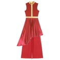thumbnail image 3 of Lejafay Tenue de Danse de Louange pour Femme Robe de Culte Liturgique Asymétrique avec Pantalon à Jambe Grand Tenues Rouge TG, 3 of 7