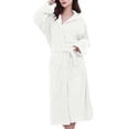 thumbnail image 1 of WRKEKC Womens Robe Solid Color Plush with Pockets Hooded Cotton Absorbent Quick Dry Bathrobe for Women Fall Lounge Wear, 1 of 4