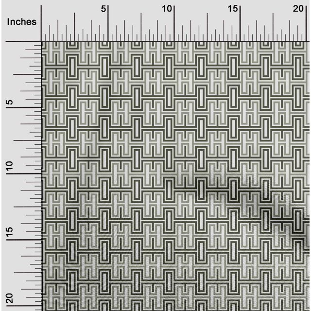 oneOone Silk Tabby Fabric Greek Key Geometric Print Fabric BTY 42 Inches Wide