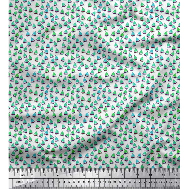 Soimoi Polyester Crepe Fabric Sailboat Shirting Decor Fabric Printed Yard 42 Inch Wide