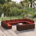 thumbnail image 1 of vidaXL 14 Piece Garden Lounge Set with Cushions Brown Poly Rattan, 1 of 5