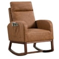 thumbnail image 1 of Garvee Rocking Chair, Modern Glider Chair, Recliner Armchair with Wood Legs and Side Pocket,Brown, 1 of 8