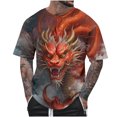 thumbnail image 2 of Qertyioot Été Mode Décontracté Hommes Col Rond Imprimé T-shirt Top Évacuation de l'Humidité Performance Manches Courtes, 2 of 5