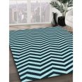 thumbnail image 3 of Ahgly Company Tapis d'Intérieur Lavable en Machine Carré Transitionnel Bleu Lagon, 5 Pieds Carré, 3 of 7