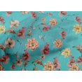 thumbnail image 4 of oneOone Cotton Cambric Turquoise Blue Fabric Flower & Leaves Watercolor Sewing Material Print Fabric By The Yard 56 Inch Wide, 4 of 4