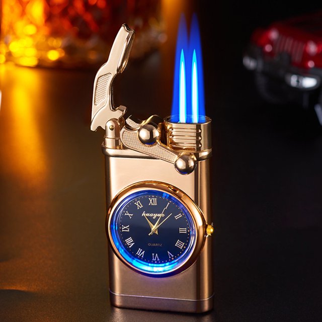 Openpig Inflatable Lighter, Plasma Lighter, Electric Arc Lighter, Windproof Lighter, Metal Lighter Luminous Real Watch dial