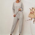 thumbnail image 1 of Meichang Women's Pajama Set 2 Piece Lounge Set Ribbed Knit Crew Neck Long Sleeve Pullover Tops Jogger Pants Set Fall Outfits Running Workout Sets Matching Tracksuit, 1 of 7