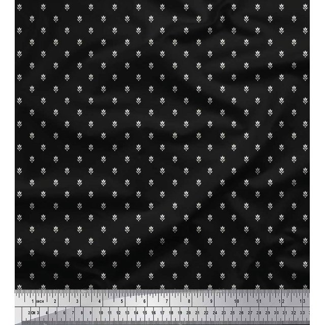 Soimoi Rayon Crepe Fabric Flower Artistic Decor Fabric Printed Yard 46 Inch Wide
