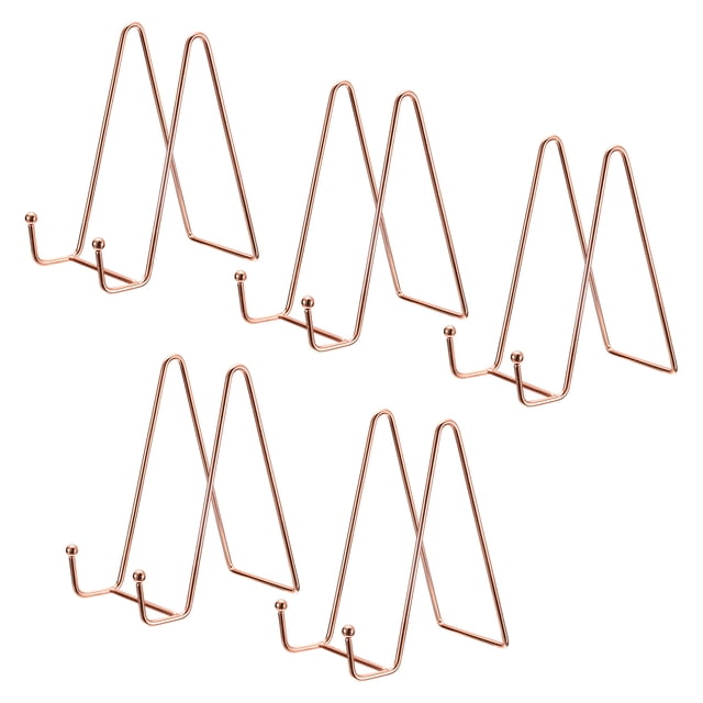 Unique Bargains 5Pack 6Inch Plate Stand for Display Iron Easel Plate Holder for Photo Rose Gold