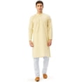 thumbnail image 1 of Kurta-pyjama en Coton Imprimé Traditionnel Indien pour Homme (Jaune, TTG), 1 of 6
