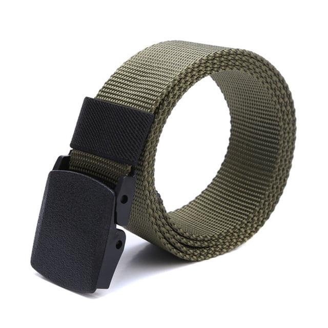 Maoww Men Boys Canvas Breathable Tactical Waist Belt with Plastic Buckle Solid Waist Strap Belts Rescue Rope Band