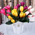 thumbnail image 3 of Fake Tulip Flower Lifelike 9 Heads Artificial Flower Decorative Bouquet for Home Decor(Rose Red), 3 of 8