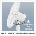 thumbnail image 4 of Hurricane Supreme 16 Inch 3 Speed Oscillating Stand Pedestal Fan, 2-Pack, White, 4 of 12