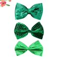 thumbnail image 4 of CUITING St. Patricks Day Bowties (3PCS) - Sequin Glitter Shamrock Green Neckwear, 4 of 6