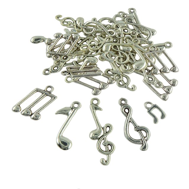 GUOOL 40Pcs Vintage Breloques de Note Musicale Tibétaine Pendentifs pour Collier Diy Enfants