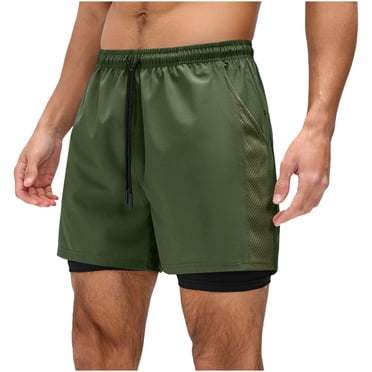 hotojiny Men’s 2 in 1 Running Shorts Breathable Drawstring Quick Dry Gym Athletic Workout Shorts for Men with Pockets