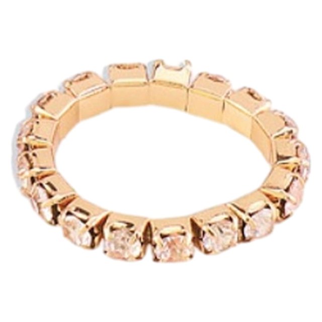 Maytalsory Bague en Cristal Extensible de Luxe Unique pour Déclaration d'Amour Bague Incrustée à la Mode Dorée 1 Rangée 1Ensemble