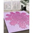 thumbnail image 3 of Ahgly Company Machine Washable Indoor Square Transitional Blossom Pink Area Rugs, 4' Square, 3 of 7