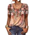 thumbnail image 4 of Birdeem T-Shirt Décontracté à Imprimé Floral pour Femmes, Manches Courtes, Tunique, Blouse, 4 of 6