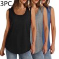 thumbnail image 2 of Plebaso Lot de 3 Débardeurs pour Femmes Décontractés d'Été Sans Manches Amples Col Rond T-Shirts Basiques pour Dames, 2 of 7