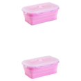 thumbnail image 2 of Thinsony Silica Gel Lightweight And Compact For On--Go Sealed Preservation Box Microwave Lunch Box Silicone Lunch Box pink 540ml 2Set, 2 of 6