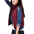 thumbnail image 2 of Innerwin Down Jackets Long Sleeve Ladies Puffer Vest Work Stand Collar Warm Outwear Wine Red 2XL, 2 of 3