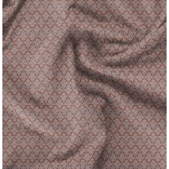 Soimoi Brown Poly Georgette Fabric Palmette Damask Print Sewing Fabric Yard 42 Inch Wide