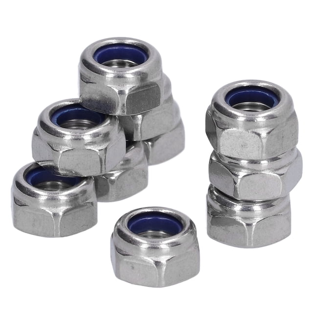 Nylon Insert Lock Nut Set, Portable Locknut Set Standard Design A2-70 Stainless Steel Easy Installation Durable For Maintenance