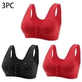 thumbnail image 1 of ylioge 3 Pack Plus Size Womens Front Closure Bras M-7XL No Underwire Push Up Underwear Bra Multipack Full Coverage Soft Support Bralettes, 1 of 6