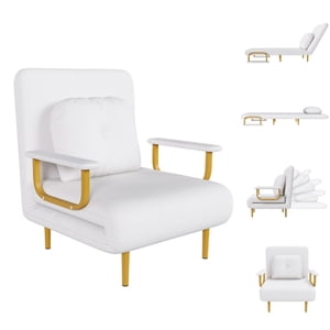 Taoruifang 3-in-1 Convertible Chair 5-Position Adjustable Folding Sofa Bed White