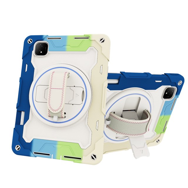 XYX 3in1 Rotating Stand Case for Honor Pad GT Pro 12.3 inch 2024 with Hand/Shoulder Strap, Shockproof Rugged, Colorful Blue