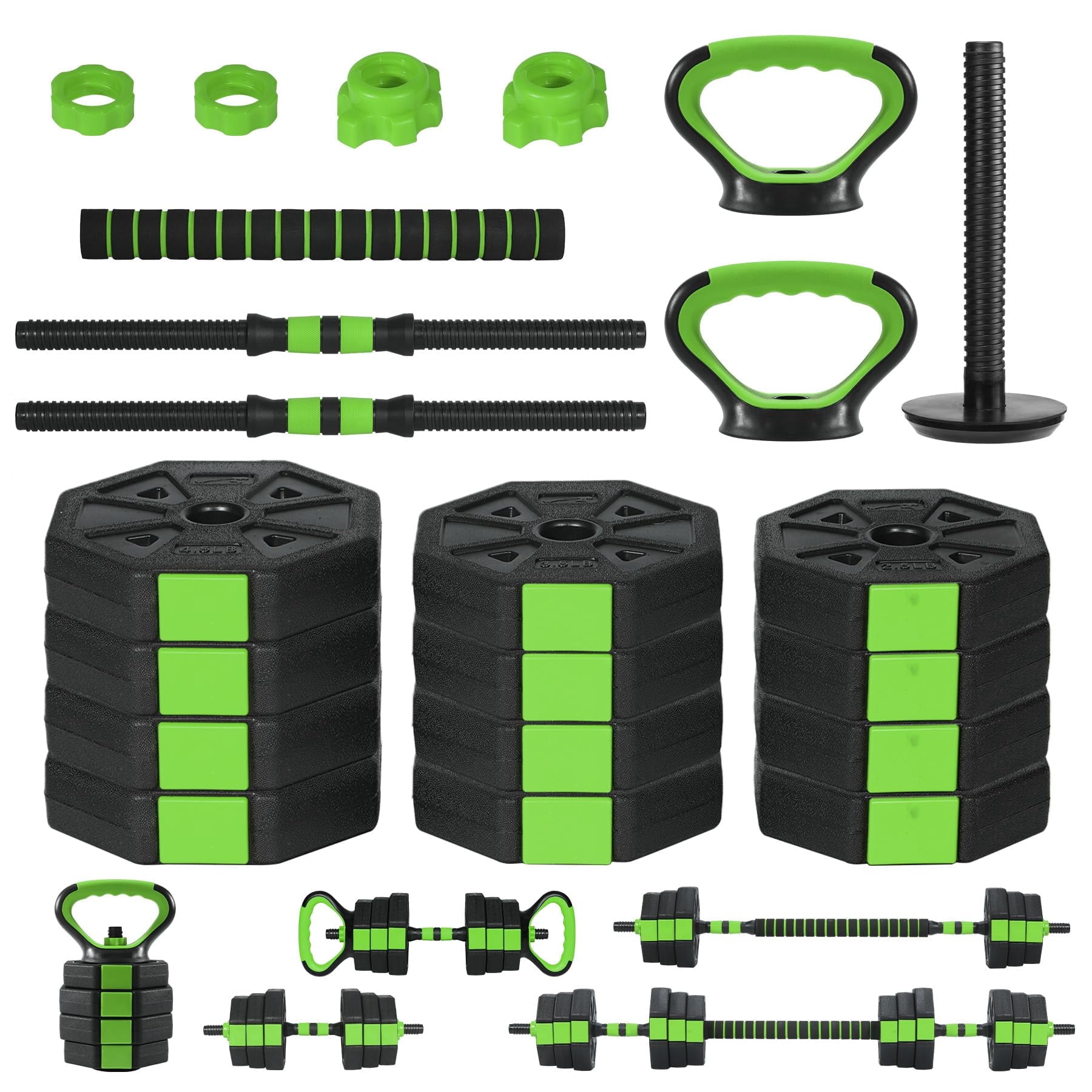 Garvee 3-In-1 Octagonal Adjustable Dumbbell Set, 44 Lbs Free Weights Dumbbells with Anti-Slip Handle for Men & Women, Versatile Dumbbells Set of 2 with Connector, Perfect for Home Gym