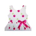 thumbnail image 4 of Robe Fille Rouge Pomme Verte Imprimé Feuille Satin Nœud Papillon 3 Ans, 4 of 4