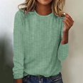 thumbnail image 2 of WTXUE T-Shirts à Manches Longues, Chandails à Col Rond pour Femmes Automne Hiver Décontractés à Rayures T-Shirt Haut Rayé Hauts Décontractés pour Femmes Vert/à Rayures TTG, 2 of 5