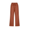 thumbnail image 4 of WEAIXIMIUNG Wide Leg Pants Women Plus Size Women Fashion High Waisted Wide Leg Pants Drawstring Elastic Trousers Comfy Straight Leg Long Pants with Pockets, 4 of 5