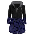 thumbnail image 1 of CEHVOM Femmes Automne et Hiver Imprimé à Empiècements Manches Longues à Cordon Cardigan Manteau Hauts Coupe-Vent à Capuche Liquidation, 1 of 4