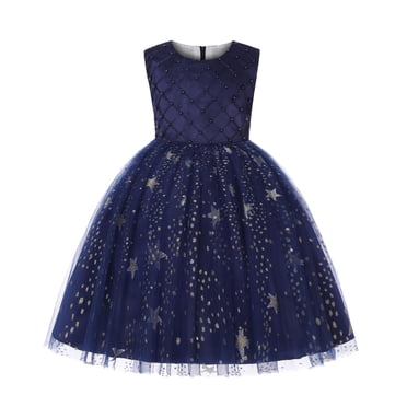 Ketyyh-chn99 Robes pour Fille Cadeau Robe Sans Manches à Manches Courtes Longues pour Bébé Fille Tout-Petit Mode Jupe Bleu, 9-10 Ans