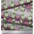 thumbnail image 3 of Soimoi Rayon Crepe Fabric Leaves & Magnolia Floral Fabric Prints by Yard 46 Inch Wide, 3 of 5
