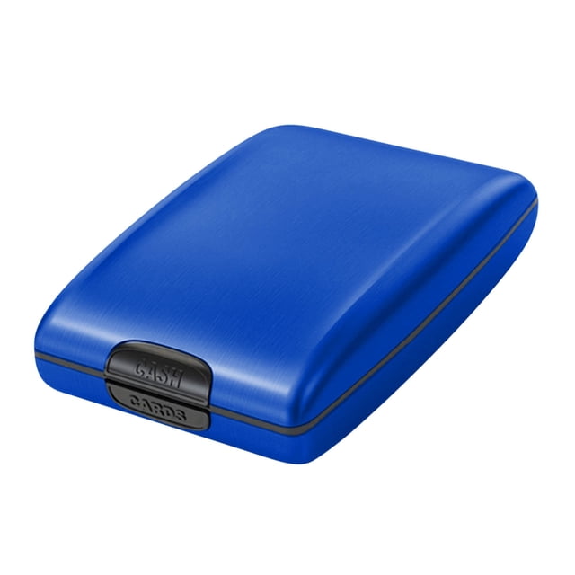 Porte-cartes de Visite Portefeuille Porte-Cartes de Crédit Étui Ultra en Aluminium avec protection RFID et NFC. Fabriqué en Alliage d'Aluminium durable avec une Finition Bleue Élégante, Ce Portefeuille Mince Présente un Loquet Sécurisé et des Compartiments pour jusqu'à 6 Cartes de Crédit, Cartes Professionnelles Ou Reçus. Format Compact de 30x105x70 mm, Idéal pour un Rangement Organisé et une protection contre la Numérisation RFID et la Démagnétisation.