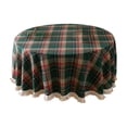 thumbnail image 2 of Birdeem Round Holiday Tablecloth with Decorative Tassel, Waterproof Nylon Spandex Fabric, 47-inch Diameter, Rustic Green Design for Festive Dining and Everyday Use, 2 of 9