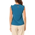 thumbnail image 3 of INSPIRE CHIC Women's Sleeveless Blouse Ruffled Pleated Wear-to-Work Chic Blouse L Peacock Blue, 3 of 6