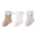 thumbnail image 2 of FAIWAD 3 Pairs Toddler Lace Socks Girls Ruffle Frilly Mesh Breathable Princess Socks Birthday Party Non Slip Ankle Socks, 2 of 3