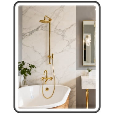 HOMCOM 36" x 28" LED Bathroom Mirror with Lights Wall Mounted Vanity Mirror