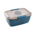 thumbnail image 2 of Oleegame 2PC Produce Storage Large Salad Lunch Container Adult Lunch Box With 68 Oz Salad Bowl 4 Compartment Tray 1pc 3 Oz Cups Stackable Blue, 2 of 7