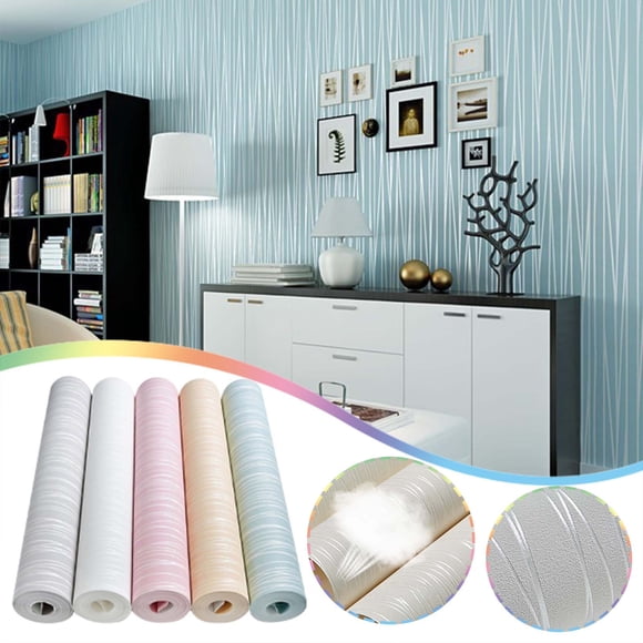 Sentmoon Peel and Stick Wallpaper Peel Stick Wallpaper 53x1000cm Modern Non-Woven Wallpaper Roll Glitter Stripe Textured Flocking Striped Wallcoverings for Bedroom Living Room