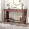 thumbnail image 1 of 54" Farmhouse Console Table with Drawers - Wooden Entryway Table with Open Shelf for Sofa, Hallway & Living Room, 1 of 7